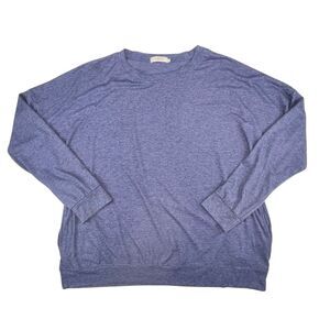 T Shirt Womens XXL Heathered Blue Soft Blue Melange Knit Pullover Pockets Top